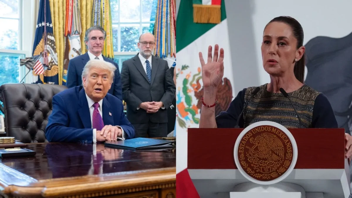 Frente al presidente Trump, la secretaria Noem señaló a la presidenta Sheinbaum, quien respondió en redes sociales poco después.