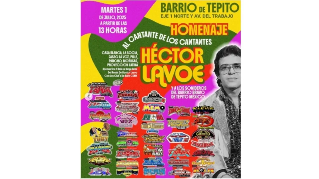 La Secretaría de Cultura rendirá homenaje en Tepito a la figura de la salsa, Héctor Lavoe, con una gran fiesta sonidera de entrada libre.