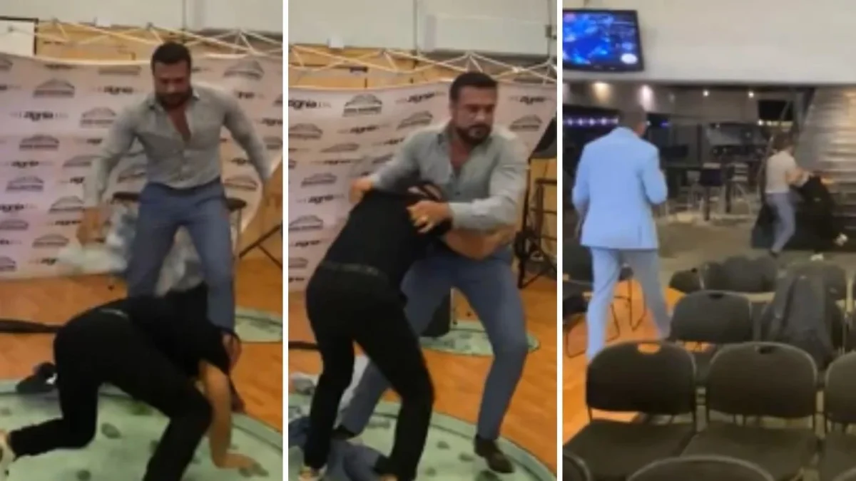 El luchador Alberto "El Patrón" golpeó a El Hijo del Vikingo durante la conferencia de prensa de Triplemanía Regia 2025.