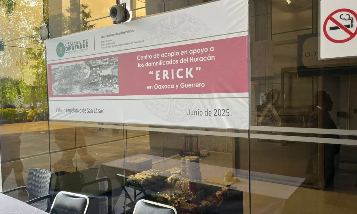 La Cámara de Diputados instaló un centro de acopio para los damnificados de Oaxaca y Guerrero, tras los desastres naturales por Erick
