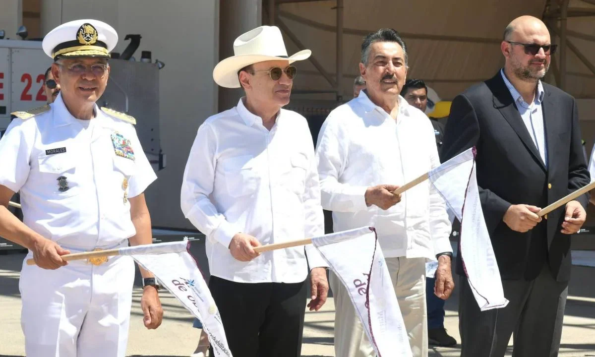Alfonso Durazo y la Semar arrancaron las obras de modernización en los aeropuertos de Ciudad Obregón y Guaymas.