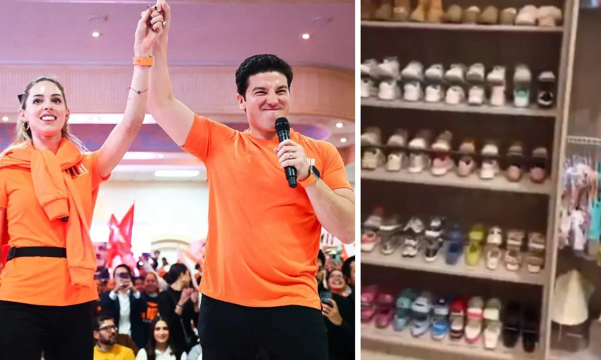 Critican a Samuel García y a su esposa Mariana Rodríguez por el closet de su hija, el cual está lleno de zapatos.