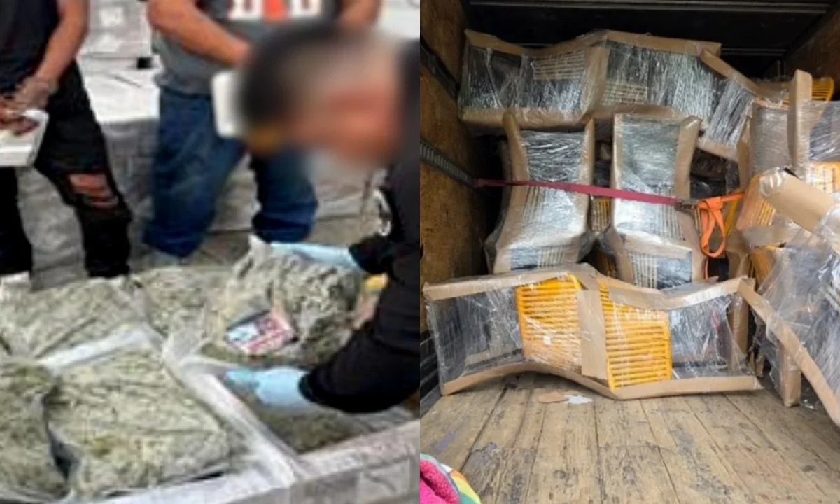 Elementos de la Fiscalía General de la República (FGR) aseguraron más de 1 tonelada marihuana oculta en muebles y detuvo a 2 en Tabasco.
