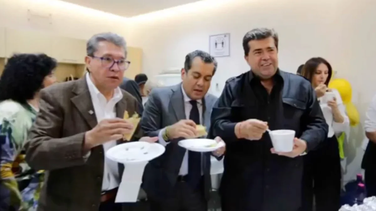 Pedro Haces, coordinador de Operación Política de Morena, celebró su cumpleaños junto a la prensa de San Lázaro, con barbacoa.