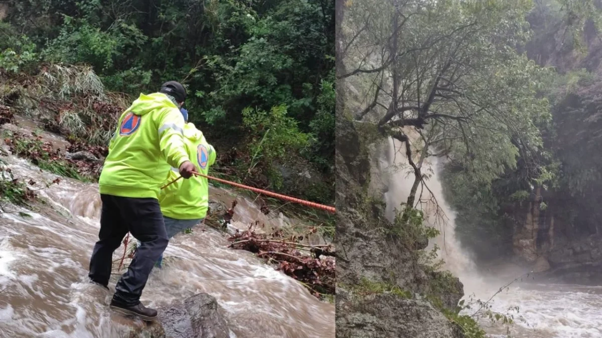 Protección Civil de Tarimoro atendió el reporte de las 17 personas extraviadas en la cascada, a quienes localizaron tras 3 horas de búsqueda.