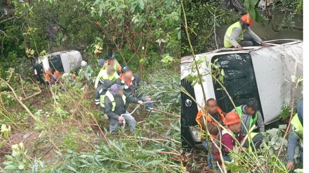 Elementos de la SSC y Protección Civil realizaron el rescate de 18 trabajadores que cayeron a un barranco en la alcaldía Álvaro Obregón.
