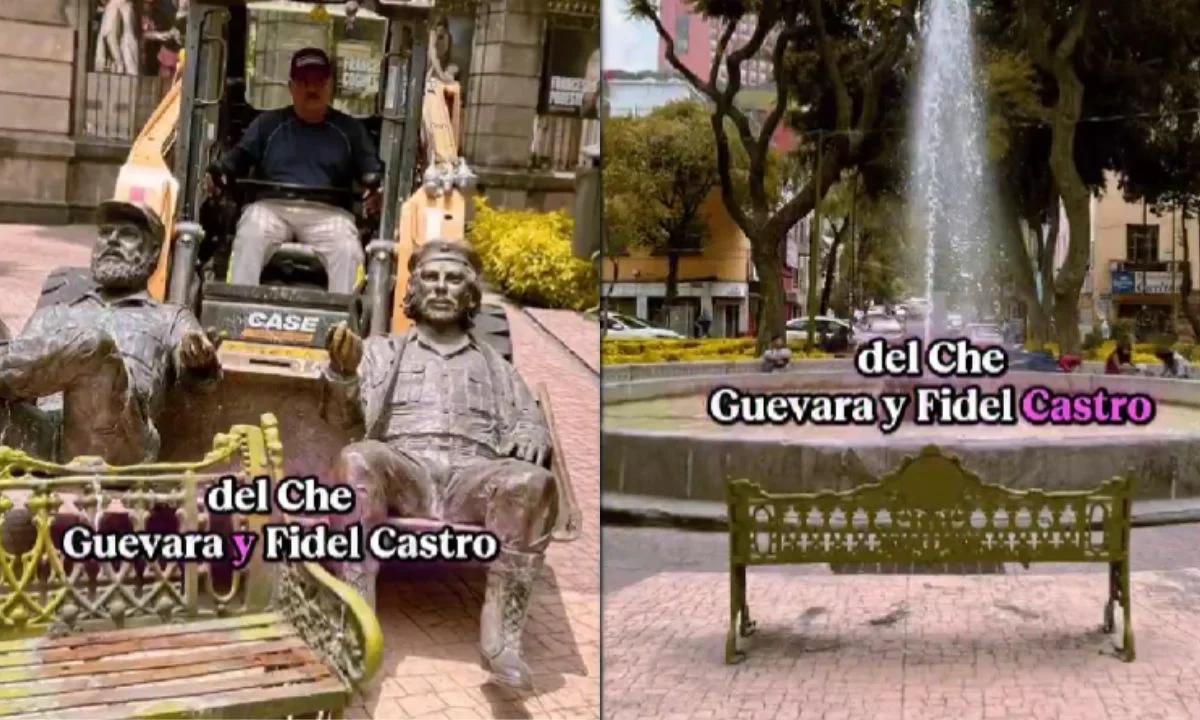 Alcaldesa de Cuauhtémoc ordena retirar esculturas de Ernesto "Che" Guevara y Fidel Castro del Jardín Tabacalera.